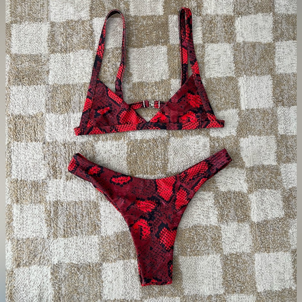 Red Snakeskin Swimsuit - size small